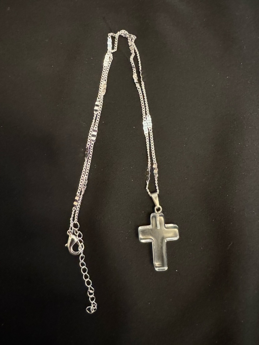 Unique Clear Cross with Sterling Silver Necklace